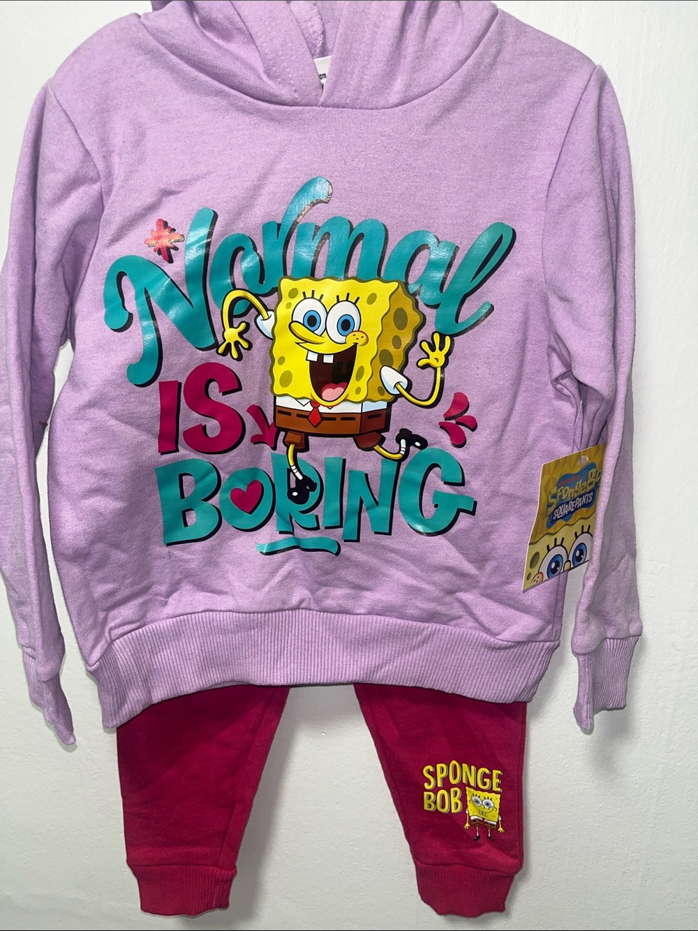 Kids SpongeBob Lilac Hoodie & Pink Jogger Set